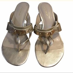 Coach leather gold sandals